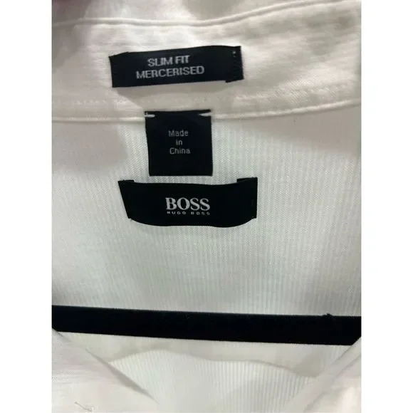 Hugo BOSS Men’s Slim fit Mercerized %Cotton Button Down Dress Shirt Top with Col - Picture 4 of 6